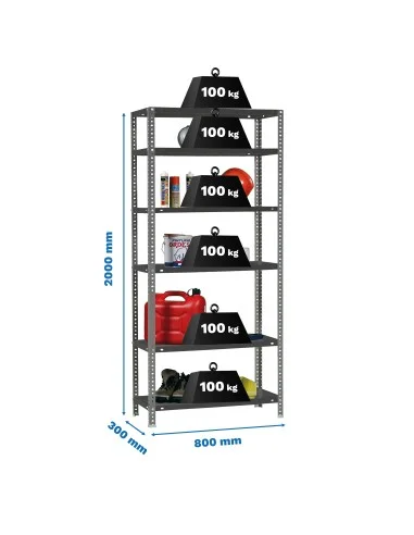 Estantería Metálica Comfort Mini 6/300 Antracita