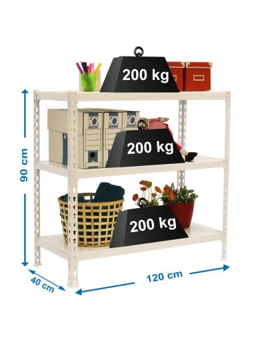 Estantería Metálica Simonclick Megaplus 3/400 900 Blanco/Blanco