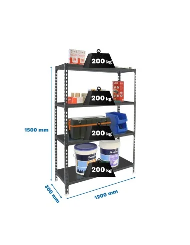 Estantería Metálica Simonclick Megaplus 4/300 1500 Antra/Antra