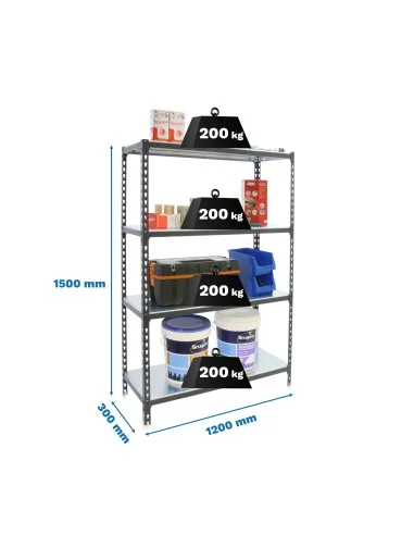 Estantería Metálica Simonclick Megaplus 4/300 1500 Antracita/Blan