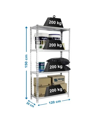 Estantería Metálica Simonclick Megaplus 4/300 1500 Galva