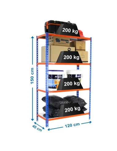 Estantería Metálica Simonclick Megaplus 4/400 1500 Azul/Nara/Galv