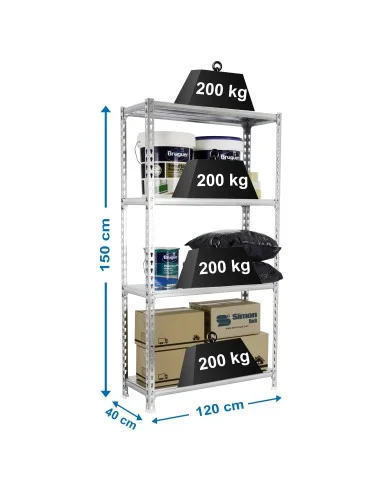 Estantería Metálica Simonclick Megaplus 4/400 1500 Galva
