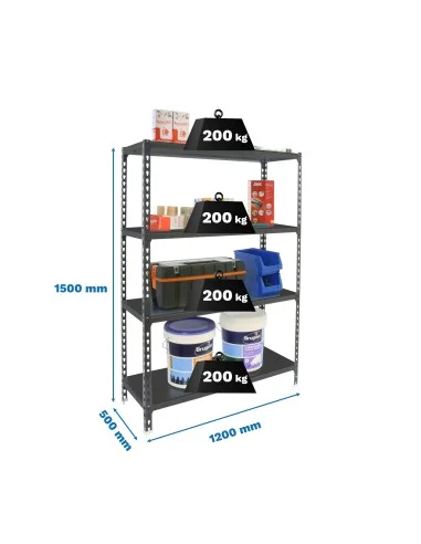 Estantería Metálica Simonclick Megaplus 4/500 1500 Antra/Antra