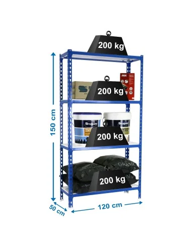 Estantería Metálica Simonclick Megaplus 4/500 1500 Azul/Blanco