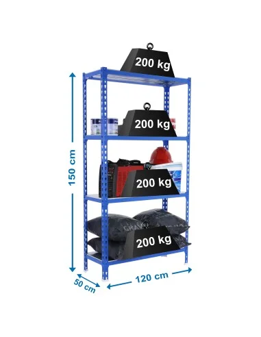 Estantería Metálica Simonclick Megaplus 4/500 1500 Azul/Galva