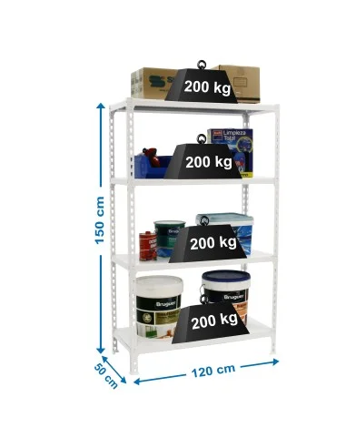 Estantería Metálica Simonclick Megaplus 4/500 1500 Blanco/Blanco