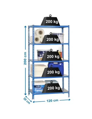 Estantería Metálica Simonclick Megaplus 5/300 Azul/Galva