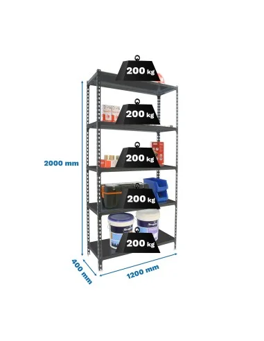 Estantería Metálica Simonclick Megaplus 5/400 Antracita/Galva
