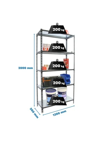 Estantería Metálica Simonclick Megaplus 5/500 Antracita/Blanco