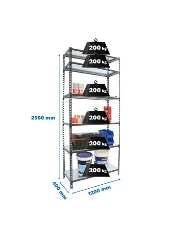 Estantería Metálica Simonclick Megaplus 6/400 2500 Antracita/Galva