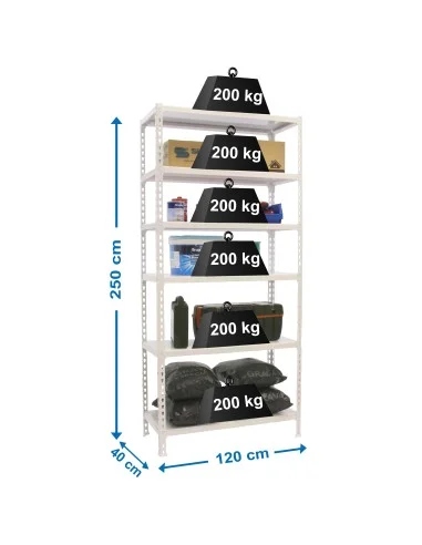 Estantería Metálica Simonclick Megaplus 6/400 Blanco/Blanco
