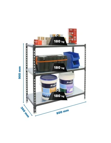 Estantería Metálica Simonclick Mini 3/300 900  Antracita/Blanco