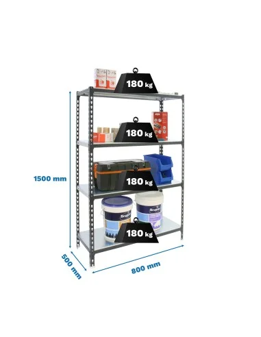 Estantería Metálica Simonclick Mini 4/500 1500 Antracita/Galva