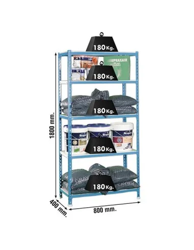 Estantería Metálica Simonclick Mini 5/400 Azul/Blanco