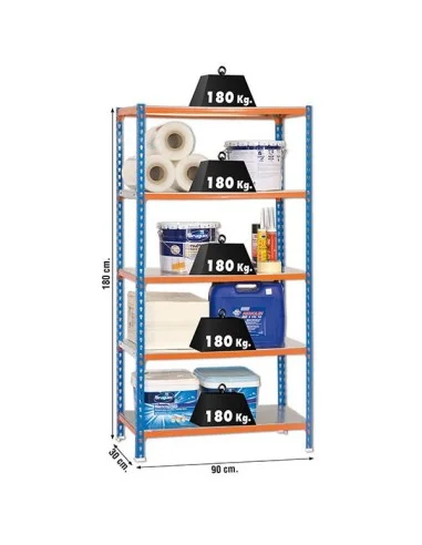 Estantería Metálica Simonclick Mini 5/400 Azul/Naranja/Galva