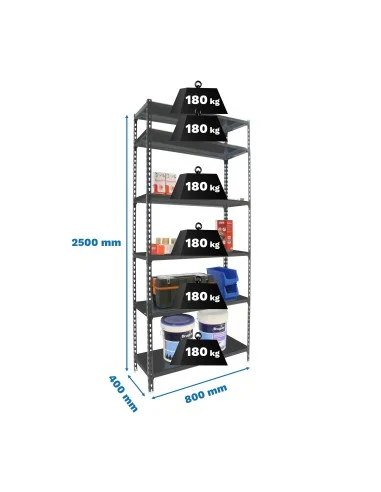 Estantería Metálica Simonclick Mini 6/400 Antracita/Antracita