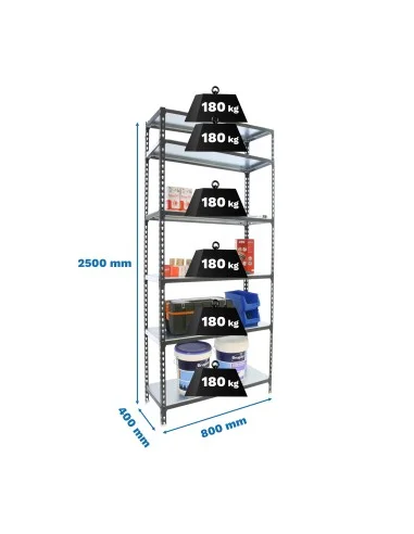 Estantería Metálica Simonclick Mini 6/400 Antracita/Blanco
