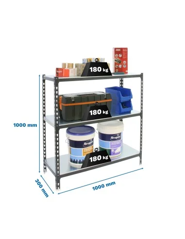 Estantería Metálica Simonclick Plus 3/300 1000 Antracita/Blanco