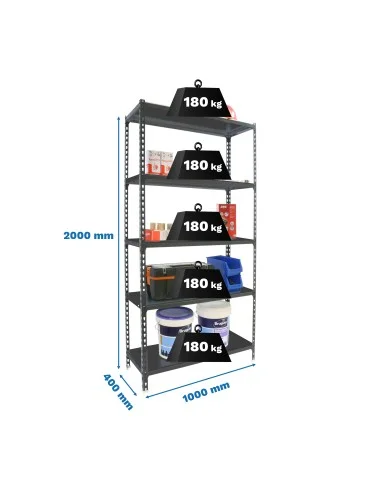Estantería Metálica Simonclick Plus 5/400 Antracita/Antracita