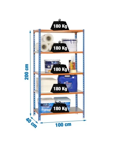 Estantería Metálica Simonclick Plus 5/400 Azul/Naranja/Galva