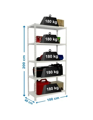 Estantería Metálica Simonclick Plus 5/400 Blanco/Blanco + Funda