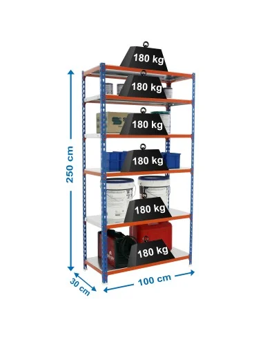 Estantería Metálica Simonclick Plus 6/300 Azul/Naranja/Galva