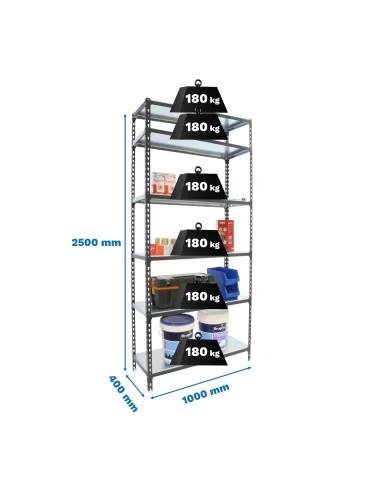 Estantería Metálica Simonclick Plus 6/400 Antracita/Galva