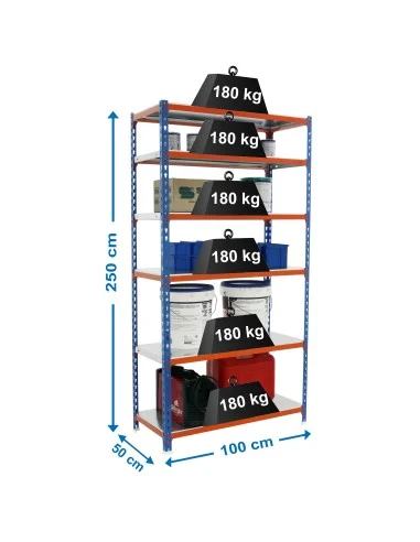 Estantería Metálica Simonclick Plus 6/500 Azul/Naranja/Galva