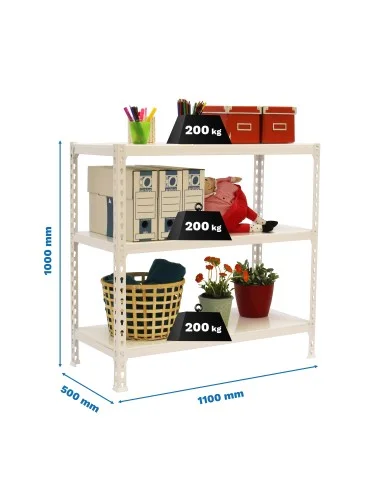 Estantería Metálica Simonclick Superplus 3/500 1000 Blanco/Blanco