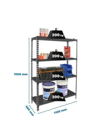 Estantería Metálica Simonclick Superplus 4/500 1500 Antra/Antra