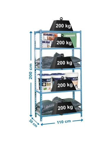 Estantería Metálica Simonclick Superplus 5/300 Azul/Blanco