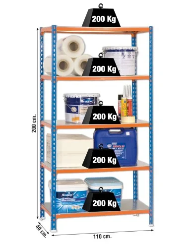 Estantería Metálica Simonclick Superplus 5/400 Azul/Naranja/Galva