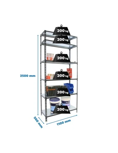 Estantería Metálica Simonclick Superplus 6/500 Antracita/Blanco
