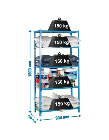 Estantería Metálica Maderclick 5/500 Azul/Madera