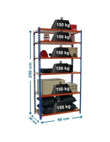 Estantería Metálica Maderclick 6/300 Azul/Naranja/Madera