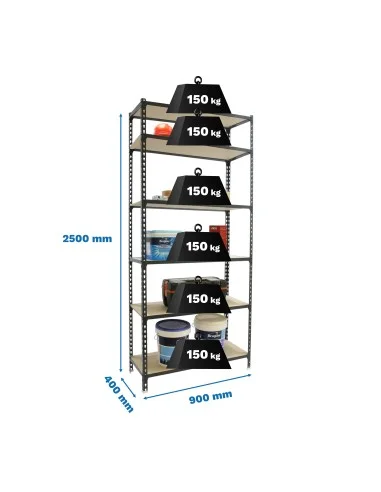 Estantería Metálica Maderclick 6/400 Antracita/Madera