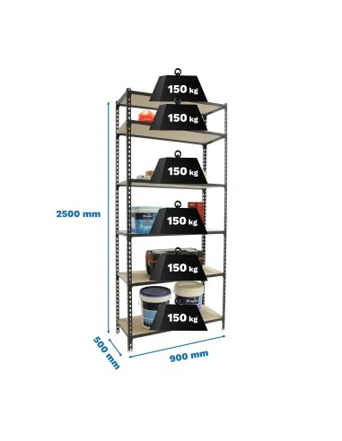 Estantería Metálica Maderclick 6/500 Antracita/Madera