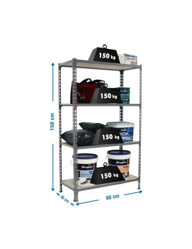 Estantería Metálica Maderclick Mini 4/400 1500 Gris/Madera