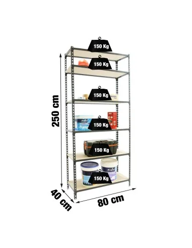 Estantería Metálica Maderclick Mini 6/400 Antracita/Madera