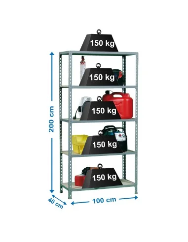 Estantería Metálica Maderclick Plus 5/400 Gris/Madera