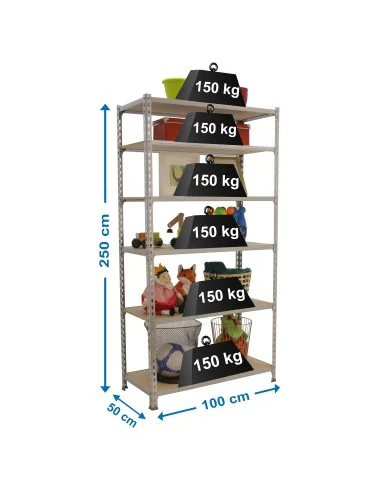 Estantería Metálica Maderclick Plus 6/500 Galva/Madera