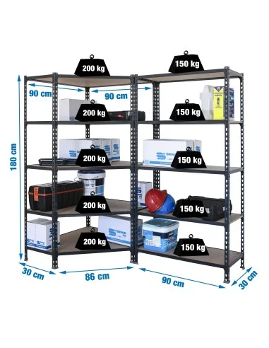 Pack Estantería Metálica Pack Maderclick Corner 5/300 +1 Mader 5/300 An/Mad