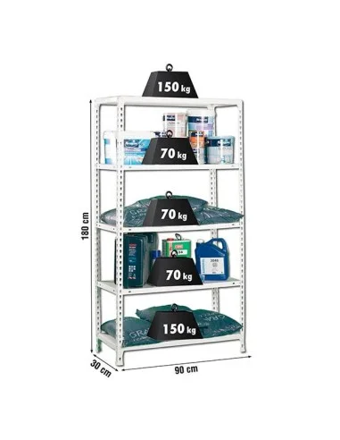 Estantería Metálica Ecoclick 5/300 Blanco