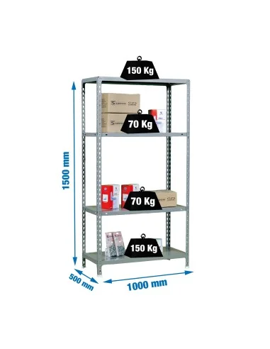 Estantería Metálica Ecoclick Plus 4/500 1500 Gris