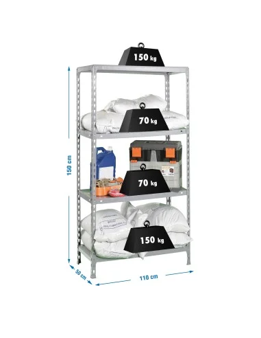 Estantería Metálica Ecoclick Superplus 4/500 Galvanizado