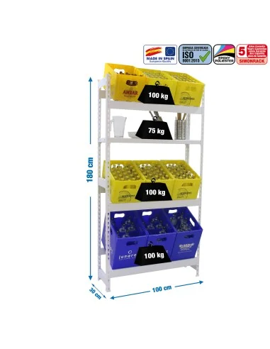 Botellero Metálico Simonbottle Shelf 3-1- 1800X1000X300 Bco/Bco