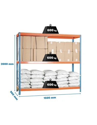 Estantería Metálica Simonforte 1509-3 Chipboard Azul/Naranja/Mader