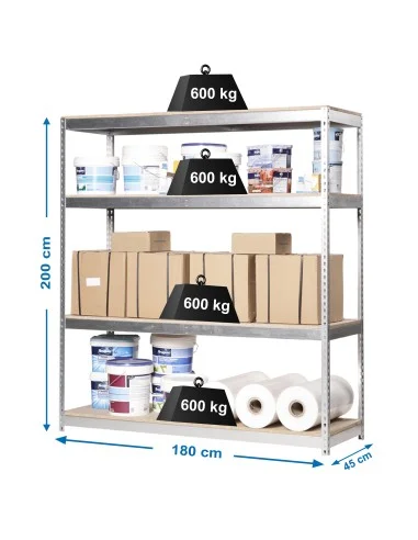 Estantería Metálica Simonforte 1804-4 Chipboard Galva/Madera