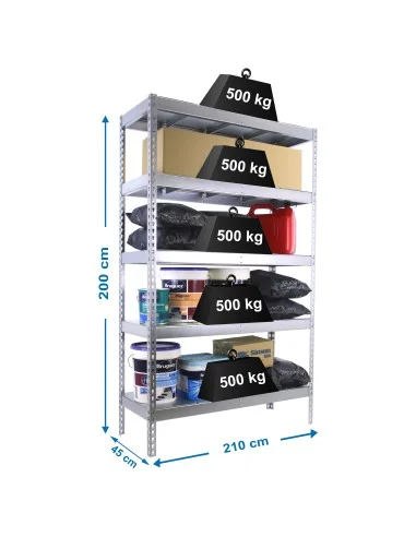 Estantería Metálica Simonforte 2104-5 Metal Galva/Galva